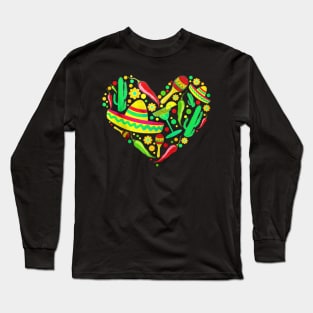 Cinco De Mayo Icon Heart Long Sleeve T-Shirt